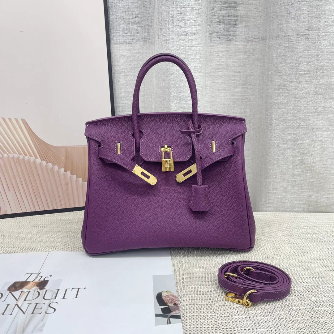 Vibrant Anemone Purple Structured Tote | Statement Luxury Handbag