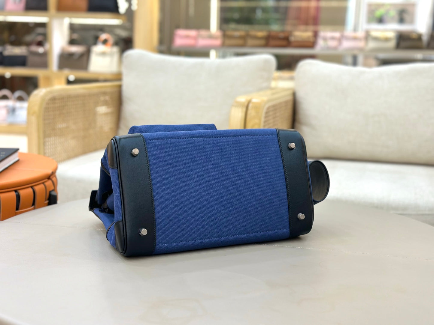 Navy Blue Palladium Hardware Bag