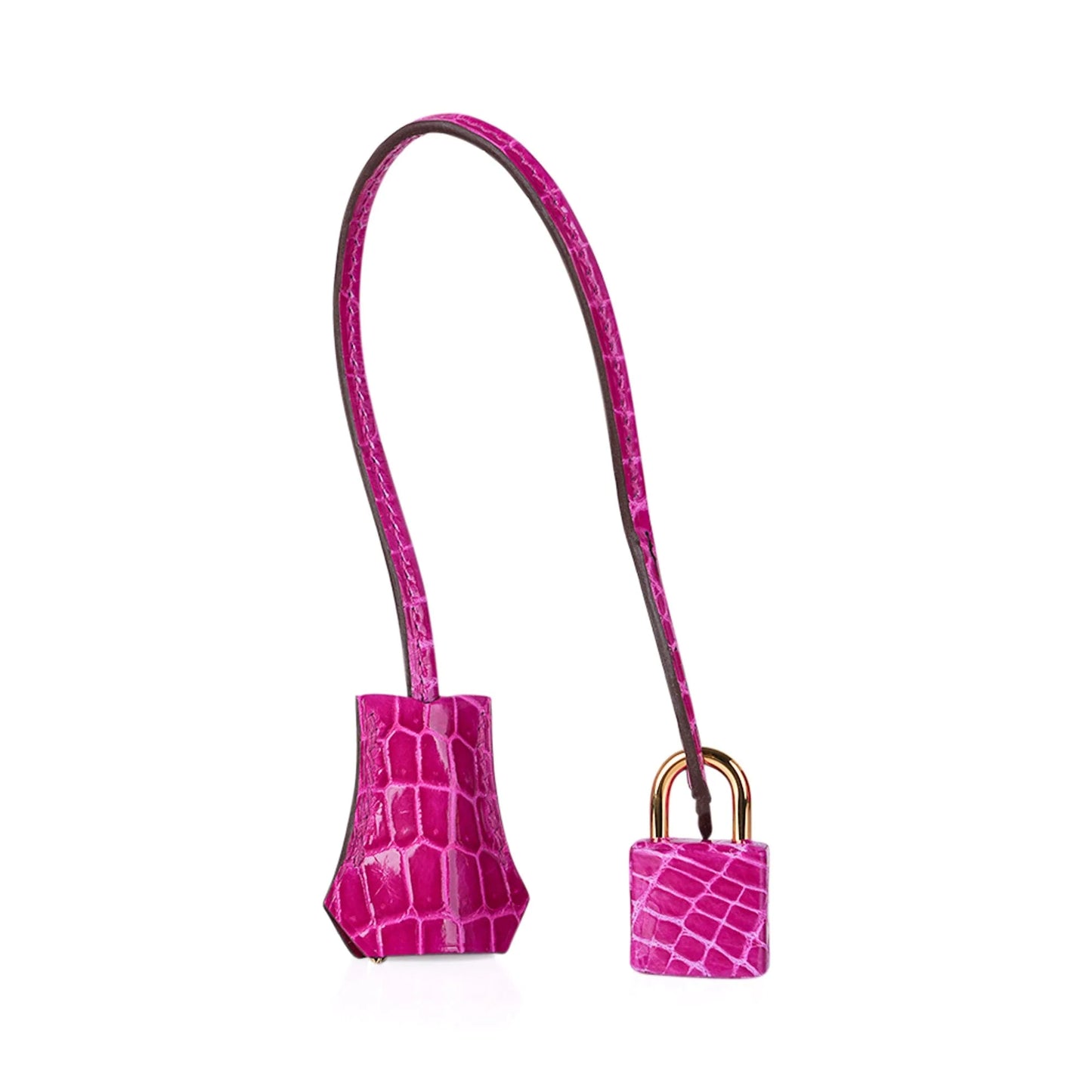 Rose Fuchsia Pink Crocodile Bag Gold Hardware