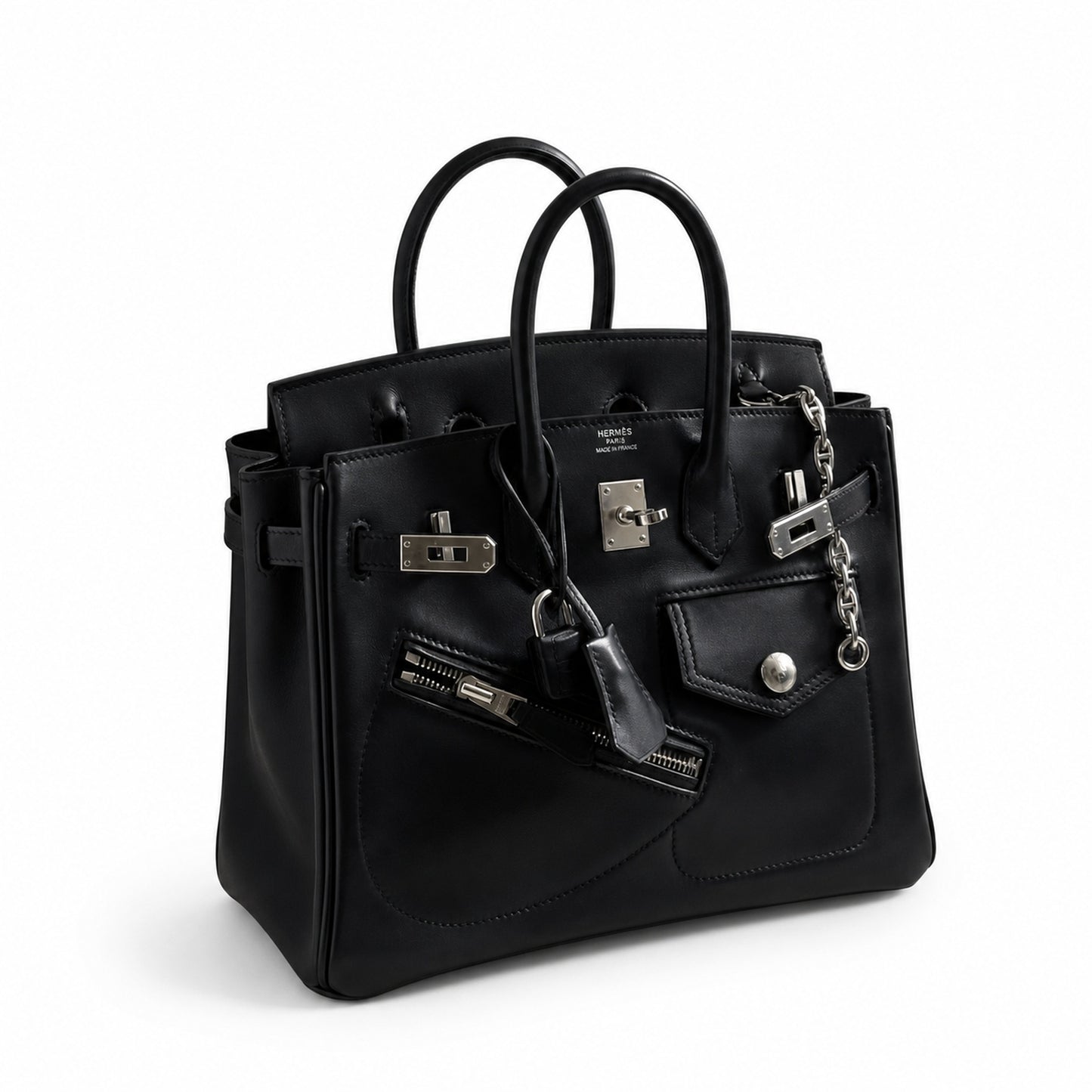 Birkin 25 Rock Sellier in Noir Swift Leather (Palladium Hardware)