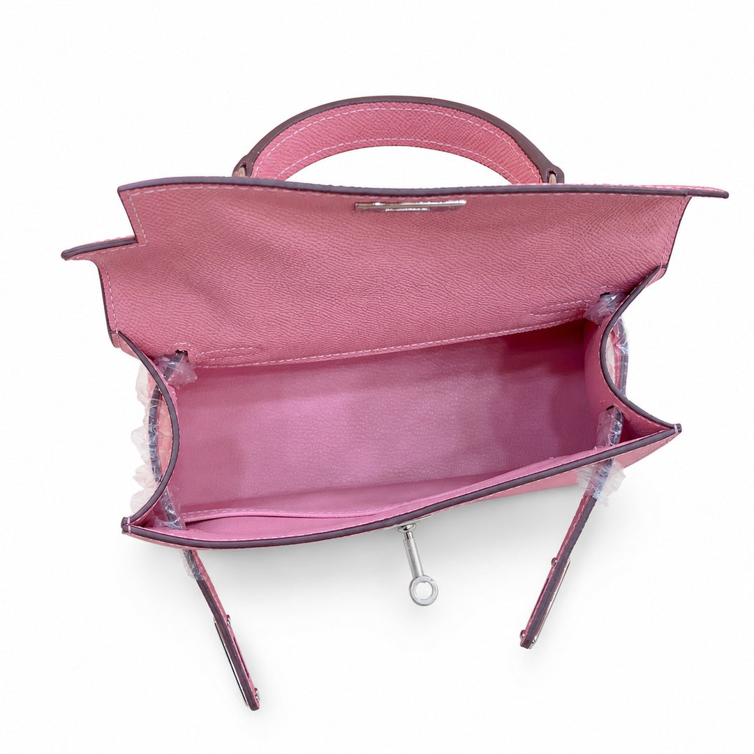 Mini Kelly II Sellier 19cm & 22cm Rose Confetti Epsom Leather Palladium Hardware Women Mini Handbag