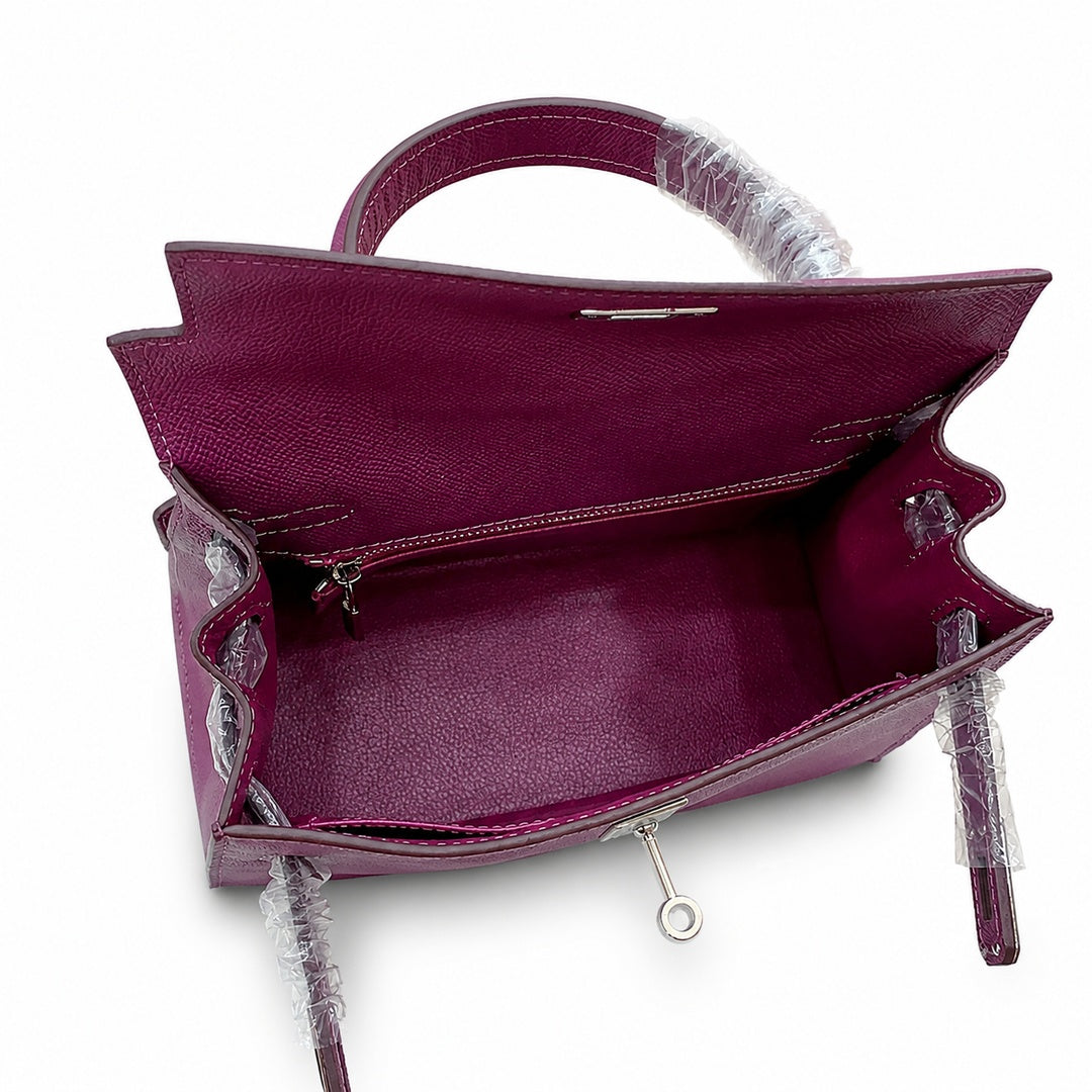 Kelly Sellier 25cm & 28cm Violine Epsom Leather Palladium Hardware Commute Shoulder Handbag