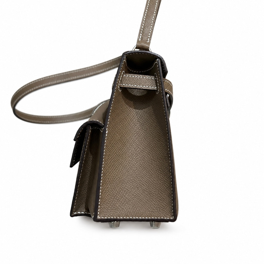 Latest new style π kelly latest style FW 2022 double-sided kelly epsom leather double-sided irregular design bold change new look more handsome and stylish 18 elephant gray silver buckle