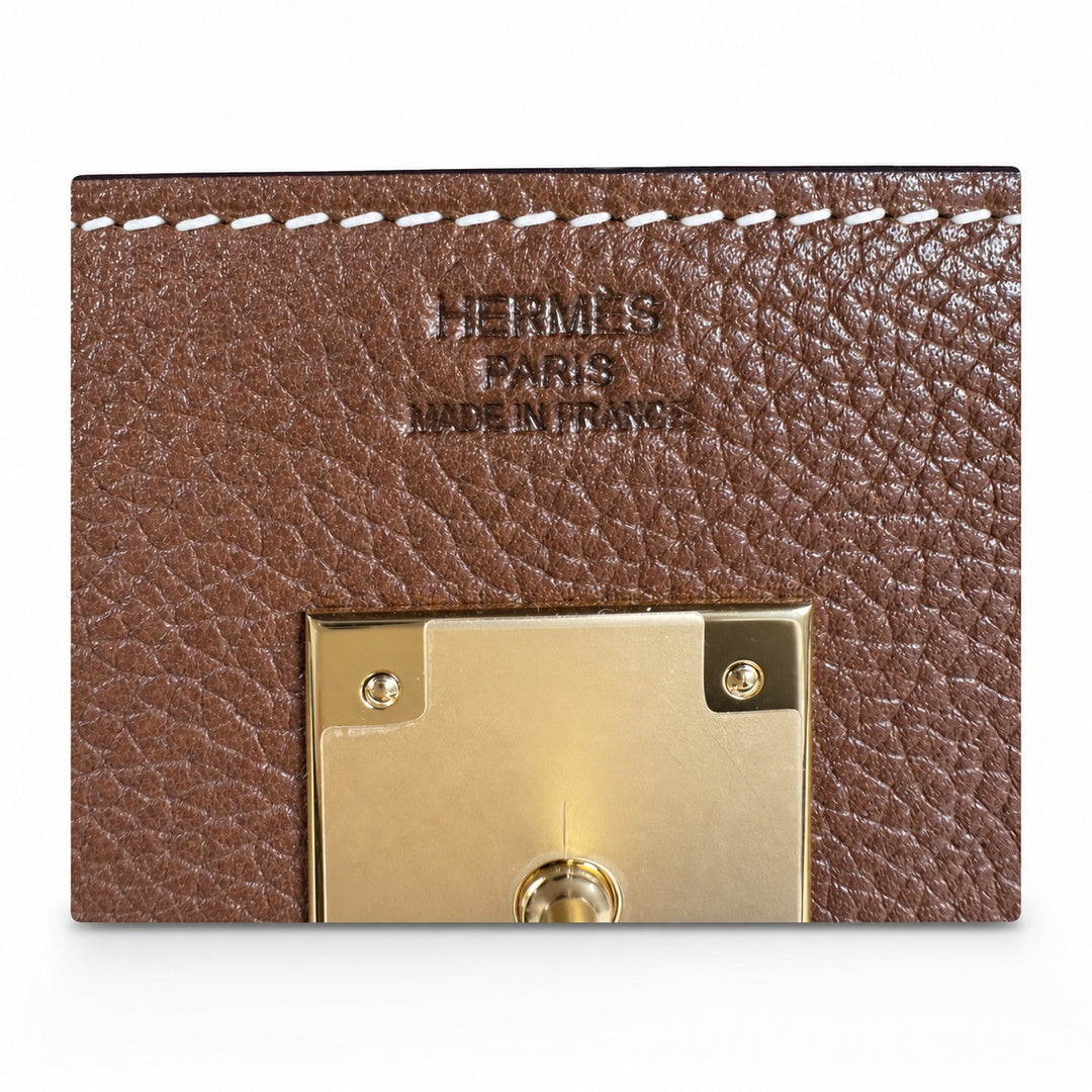 π In stock Kelly Messenger messenger bag for men and women, Fubao leather gold brown gold buckle, imported leather, all-steel hand-waxed thread, the highest cost performance on the Internet. The class