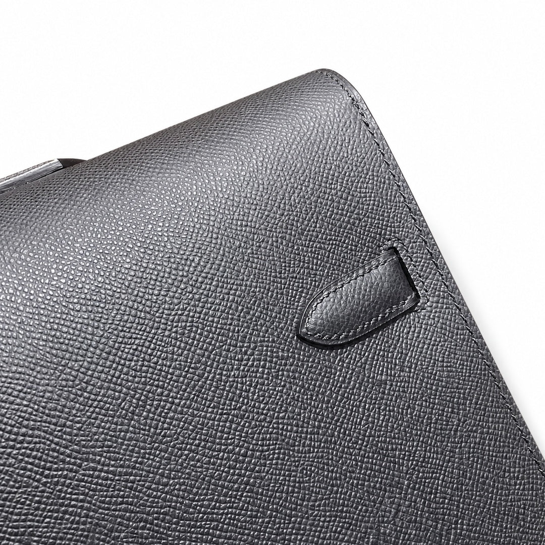 Kelly briefcase 38cm Epsom leather 89 Noir black top handcraft! Counter quality!