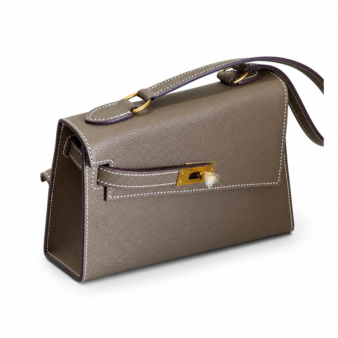 Latest new style π kelly latest style FW 2022 double-sided kelly epsom leather double-sided irregular design bold change new look more handsome and stylish 18 elephant gray gold buckle