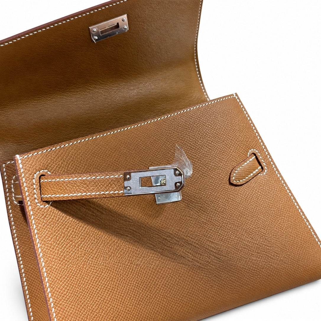 Latest new style π kelly latest style FW 2022 double-sided kelly epsom leather double-sided irregular design bold change new look more handsome and stylish 37 gold brown silver buckle