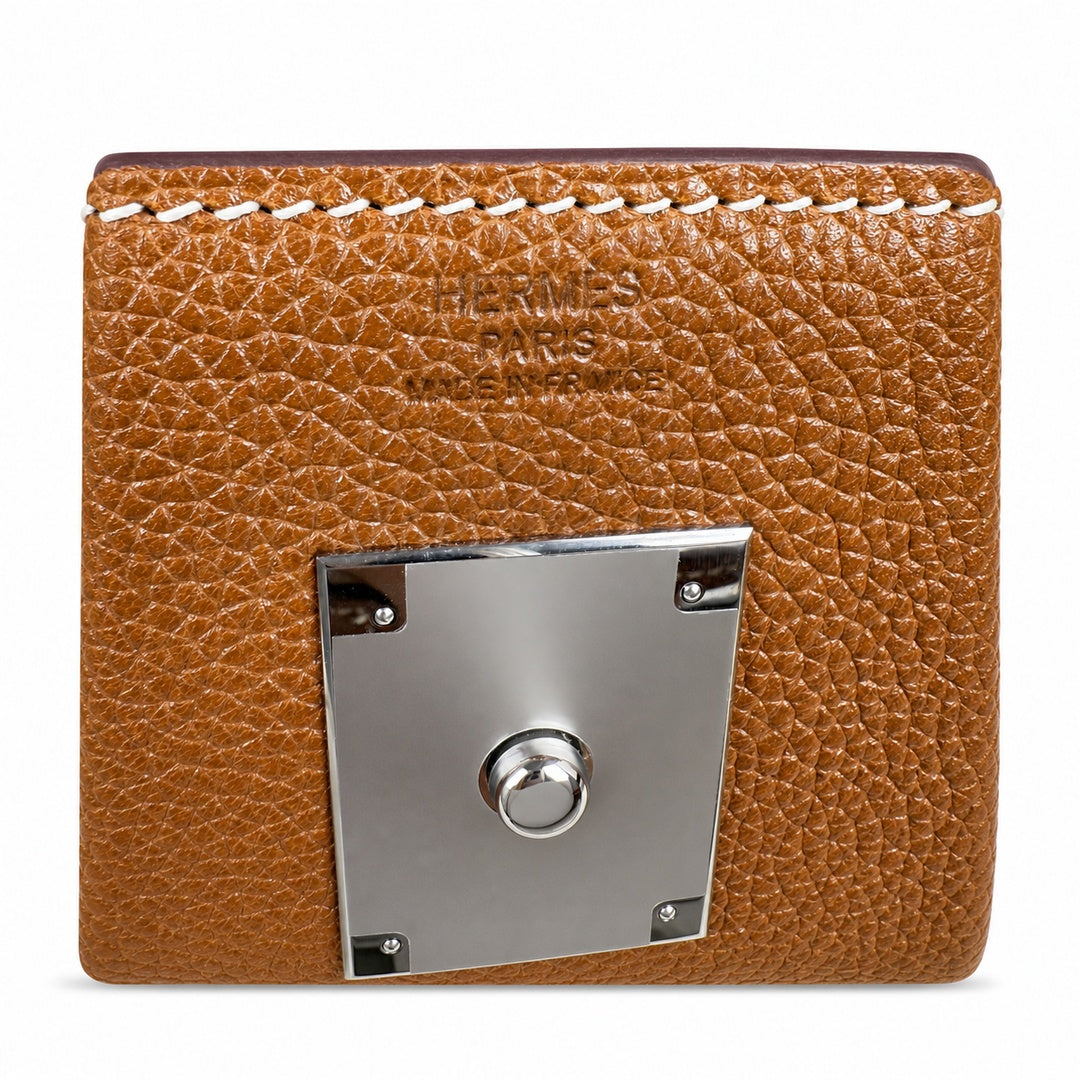 π In stock Kelly Messenger messenger bag for men and women, Fubao leather gold brown silver buckle, imported leather, all-steel hand-waxed thread, the highest cost performance on the entire network. T