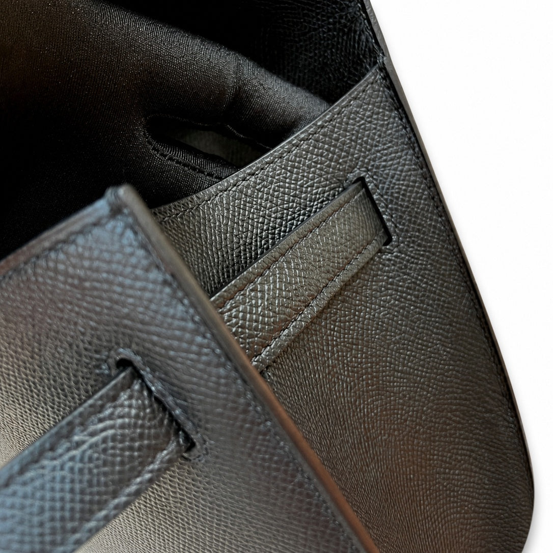 kelly Depeches 36cm Epsom leather 89 Noir black top handcrafted! Counter quality!