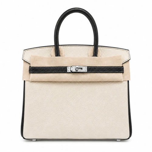 Birkin 25 Craie and Noir Togo Leather Bi-Color Bag