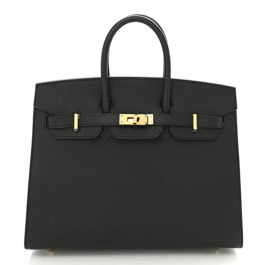 Birkin Sellier 25 Black Epsom Leather Gold Hardware