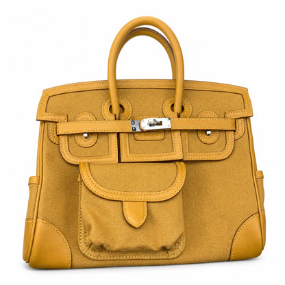 Birkin Cargo 25 in Sesame Toile Goéland and Swift Leather (Palladium Hardware)