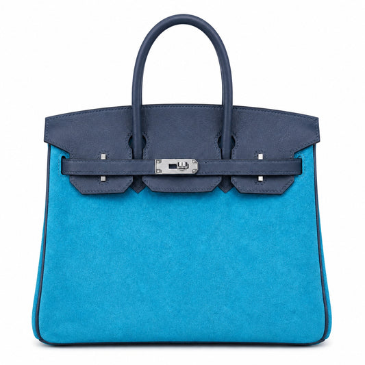 Rare Runaway Birkin 30cm Grizzly Agate Blue Suede Luxury Tote