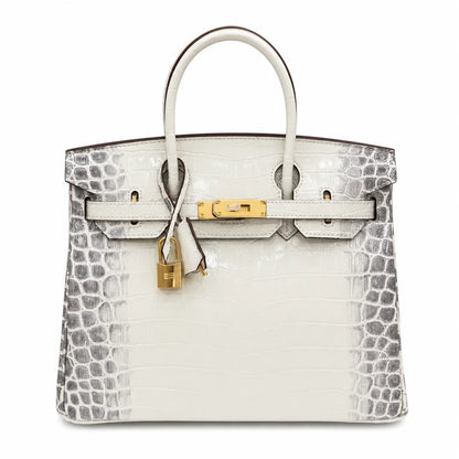 Birkin Style 25/30/35 Retourne in Himalaya Crocodile-Embossed Leather (Gold Hardware)