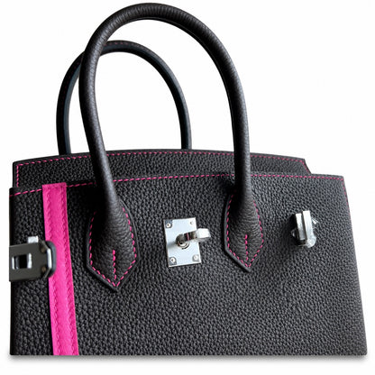 Mini Birkin 25cm Officier Edition in Chocolate Brown Togo & Pink Swift Calfskin