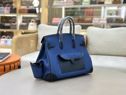 Navy Blue Palladium Hardware Bag