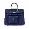 Birkin Cargo 25 Navy Blue Swift Leather and Canvas Splicing Bag