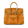 Birkin Cargo 25 Amber Yellow Swift Leather and Canvas Splicing Bag