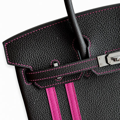 Mini Birkin 25cm Officier Edition in Chocolate Brown Togo & Pink Swift Calfskin