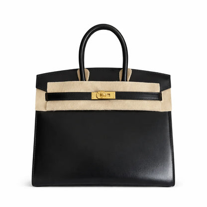 Birkin 25 Sellier Noir Box Calfskin Gold Hardware