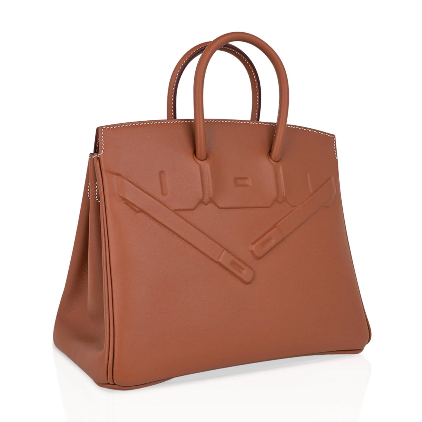 Gold Evercalf  Embossed Tote | Sleek Modern Structured Handbag