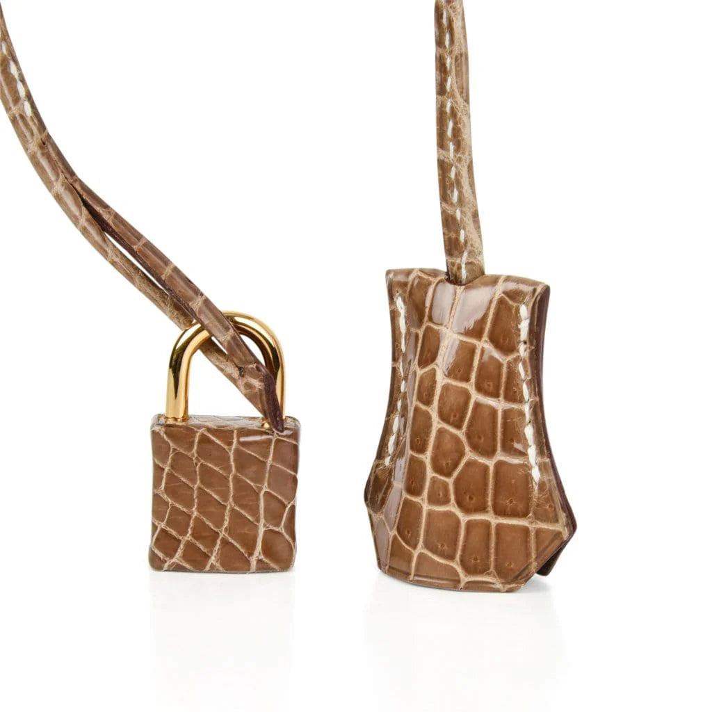 Brown Porosus Crocodile Gold Hardware
