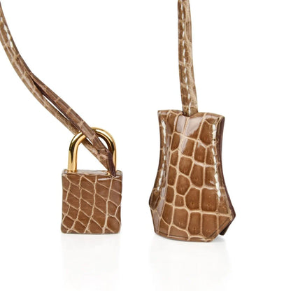 Brown Porosus Crocodile Gold Hardware