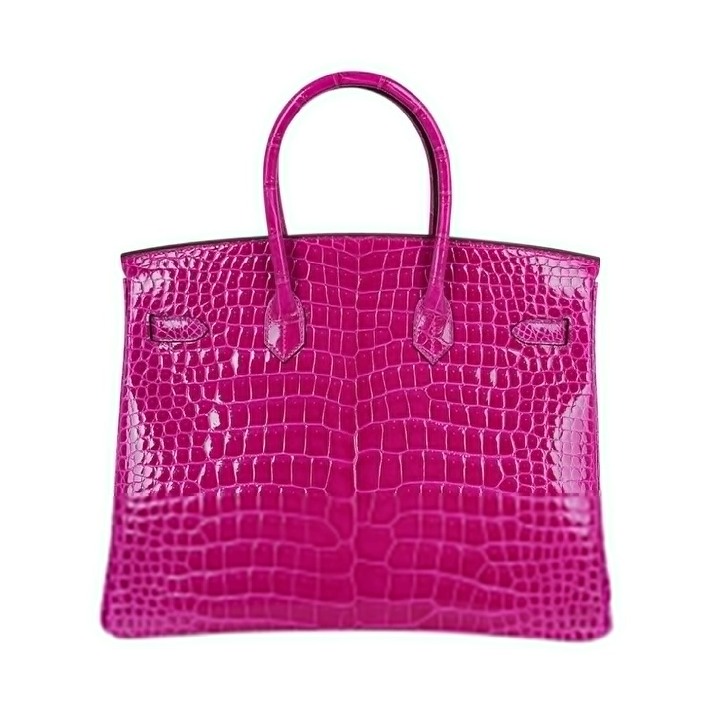 Rose Fuchsia Pink Crocodile Bag Gold Hardware