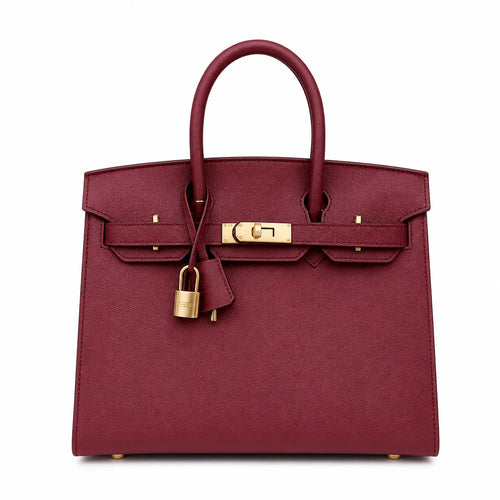 Birkin Style 25/30 Sellier in Bordeaux Epsom Leather (Gold Hardware)