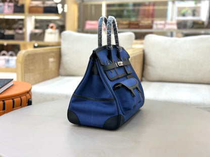 Navy Blue Palladium Hardware Bag