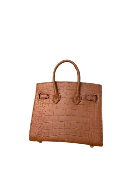 Mini Birkin 20cm Outer Stitching Tote Bag in Classic Gold Crocodile Pattern