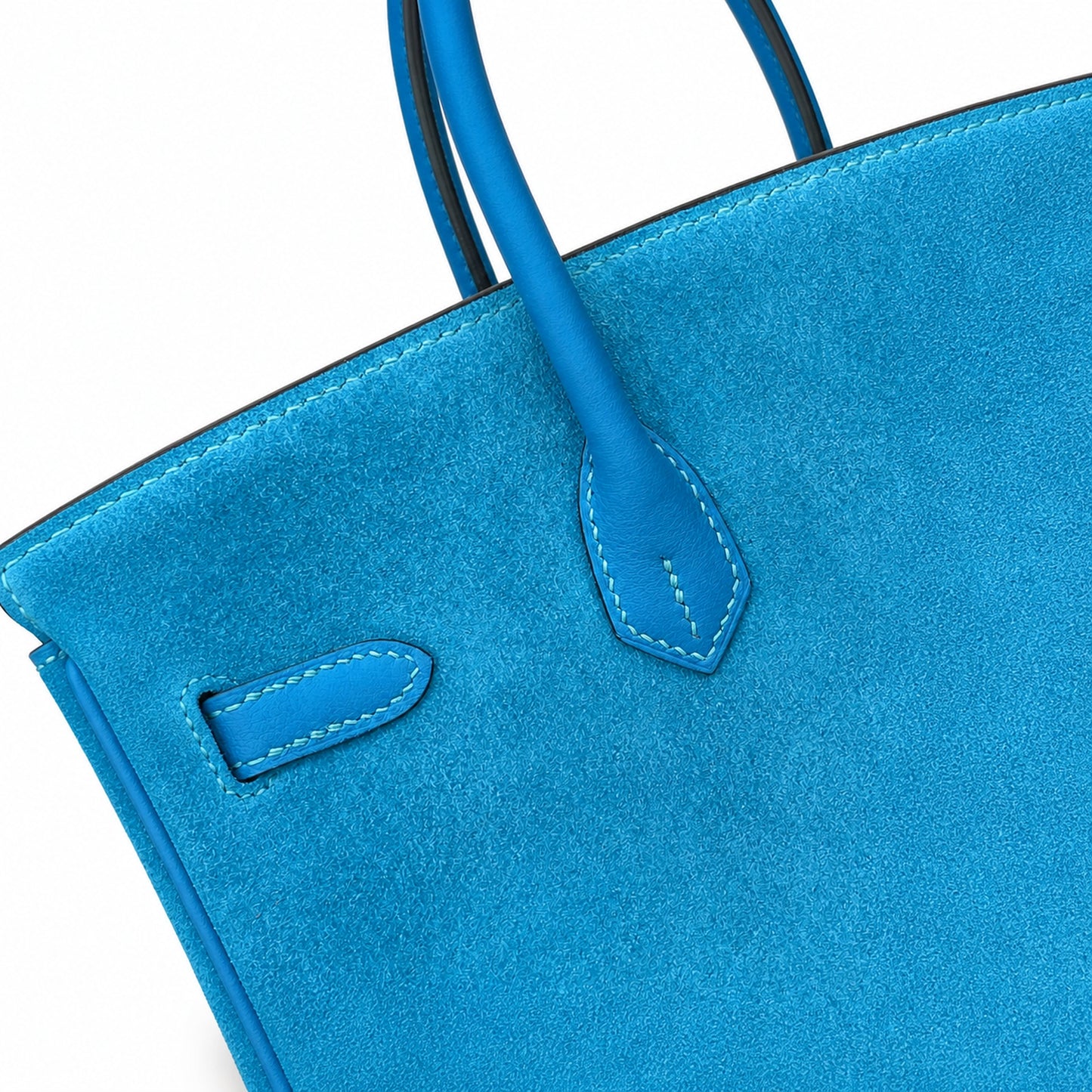 Rare Runaway Birkin 25cm Grizzly Tanzanite Blue Suede Luxury Tote