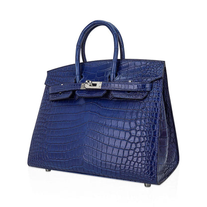 Deep Blue Crocodile with Palladium Hardware