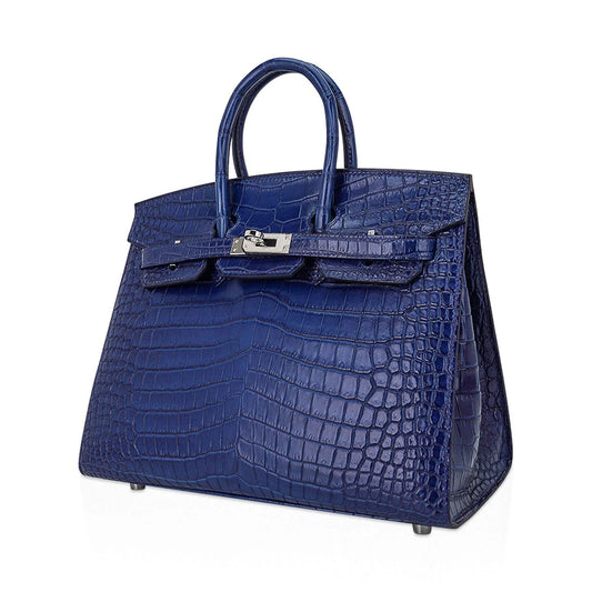 Deep Blue Crocodile with Palladium Hardware