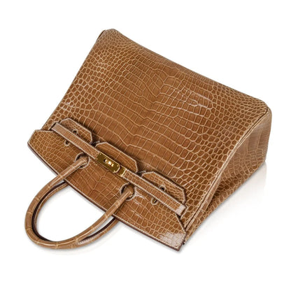 Brown Porosus Crocodile Gold Hardware
