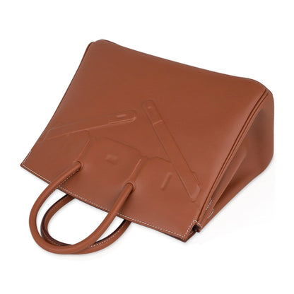 Gold Evercalf  Embossed Tote | Sleek Modern Structured Handbag