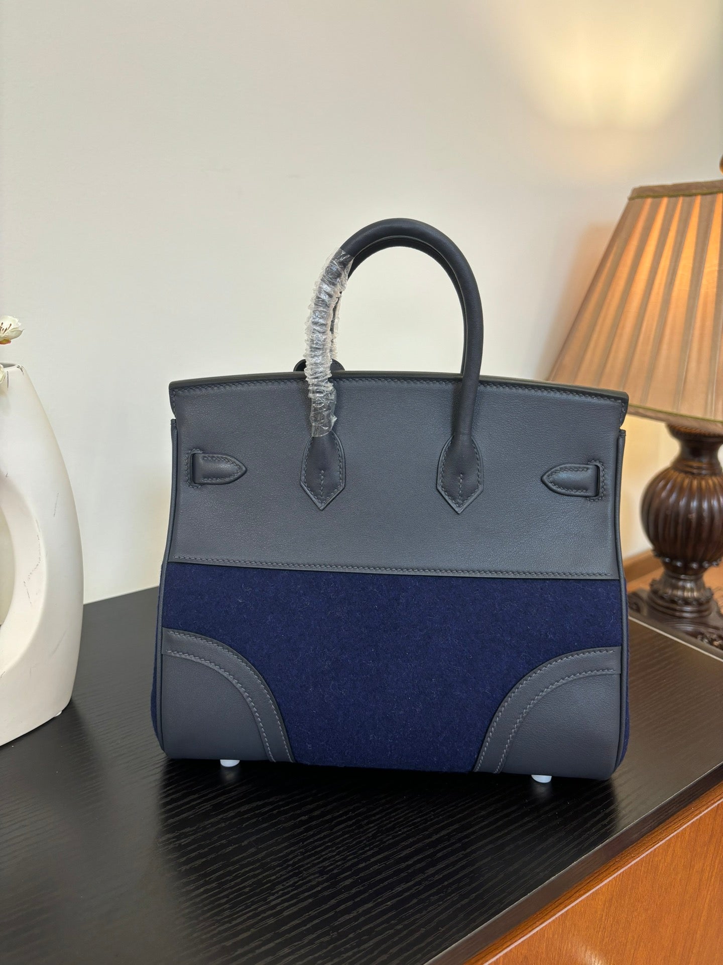 Midnight Blue Silver Hardware Bag