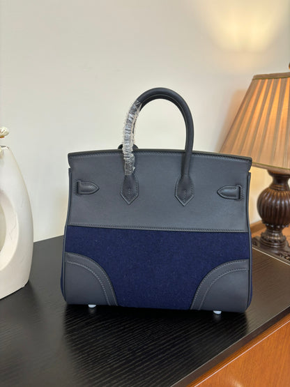 Midnight Blue Silver Hardware Bag