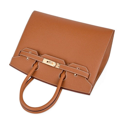 Gold Veau Graine Tote | Sleek Neutral Luxury Everyday Handbag