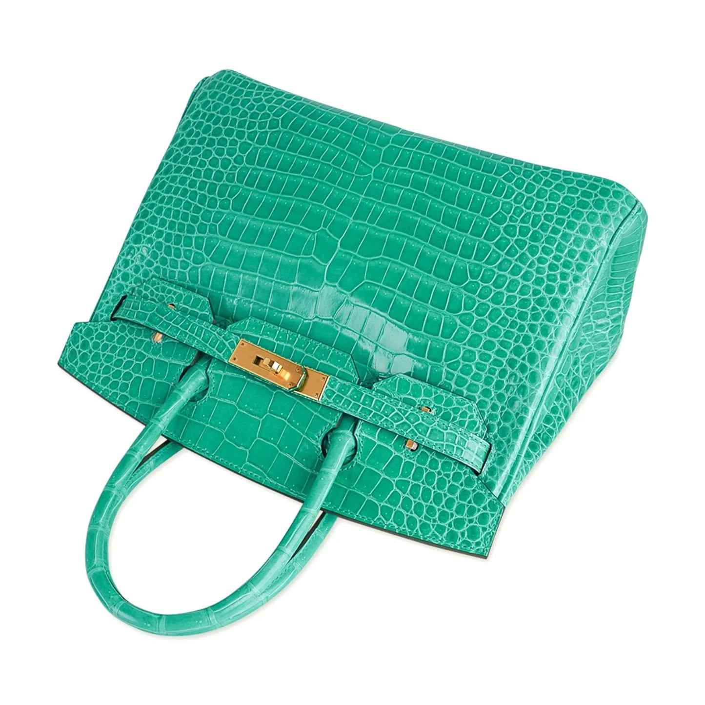 Jade Green Crocodile Gold Hardware Bag