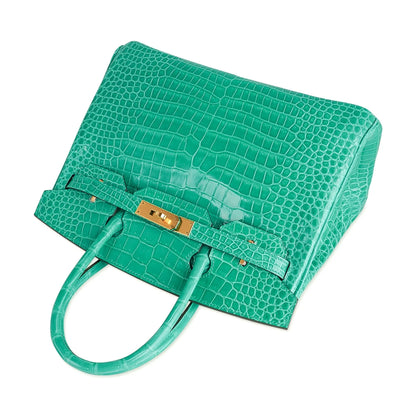Jade Green Crocodile Gold Hardware Bag