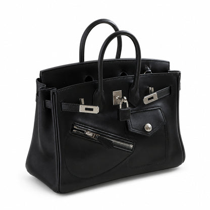 Birkin 25 Rock Sellier in Noir Swift Leather (Palladium Hardware)