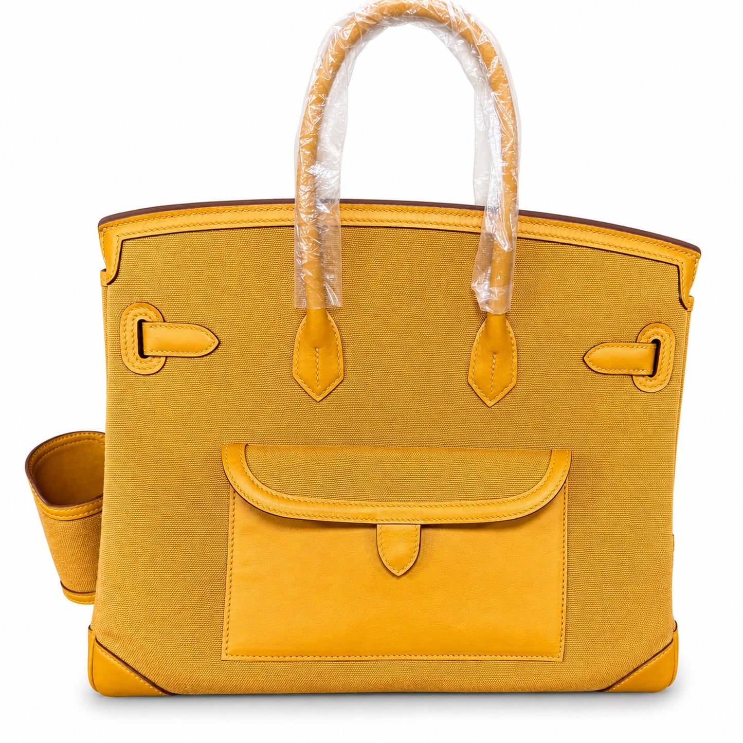 Birkin Cargo 35 Sesame Swift Leather and Canvas Multi-Pocket Bag