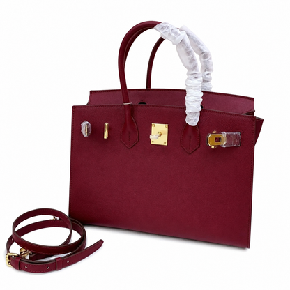 Birkin Style 25/30 Sellier in Bordeaux Epsom Leather (Gold Hardware)