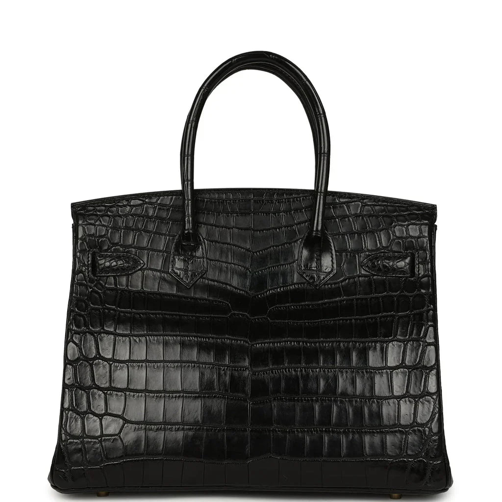 Birkin Black Matte Niloticus Crocodile Gold Hardware