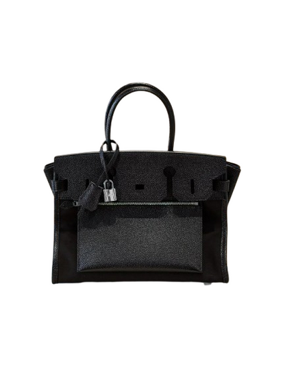 Birkin à l'envers, black canvas & all black colorway