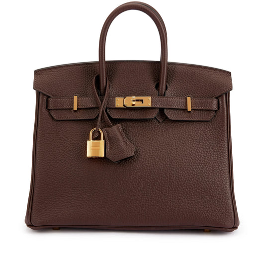 Birkin 25 Gold Hardware Chocolat Togo Quilted Epsom Leather Golden Lock