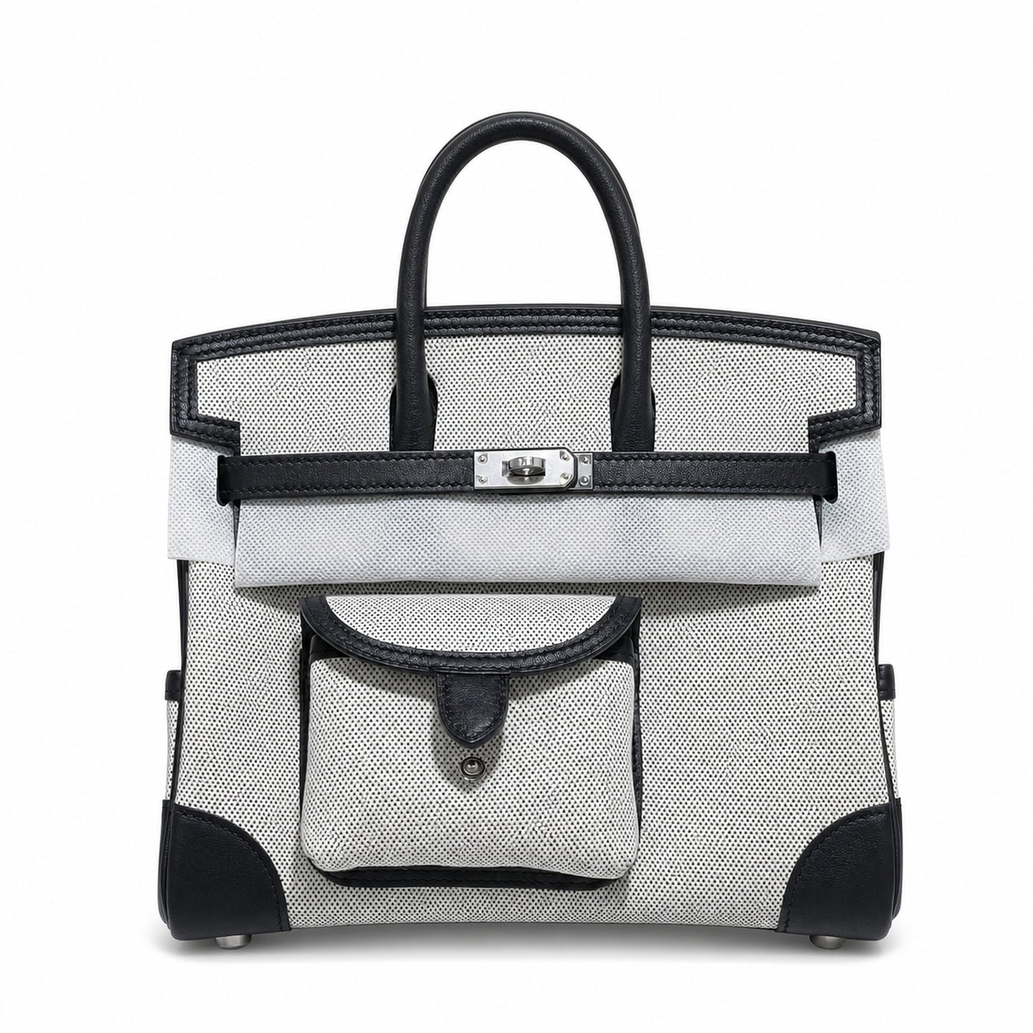 Birkin Cargo 25 Black Leather and Ecru Canvas Multi-Pocket Mini Bag