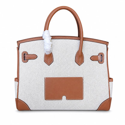 Birkin Cargo 30 Gold Swift Leather and Ecru Canvas Multi-Pocket Bag