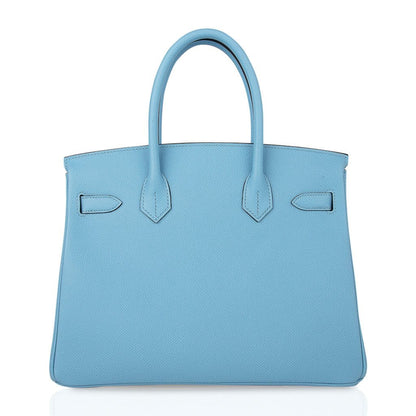 Sky Blue Macaron Celeste Epsom Palladium Hardware